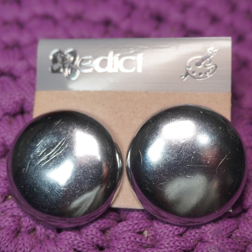 Vintage Womens Silver Circular Round Pierced Earrings